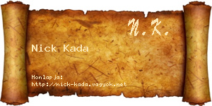 Nick Kada névjegykártya
